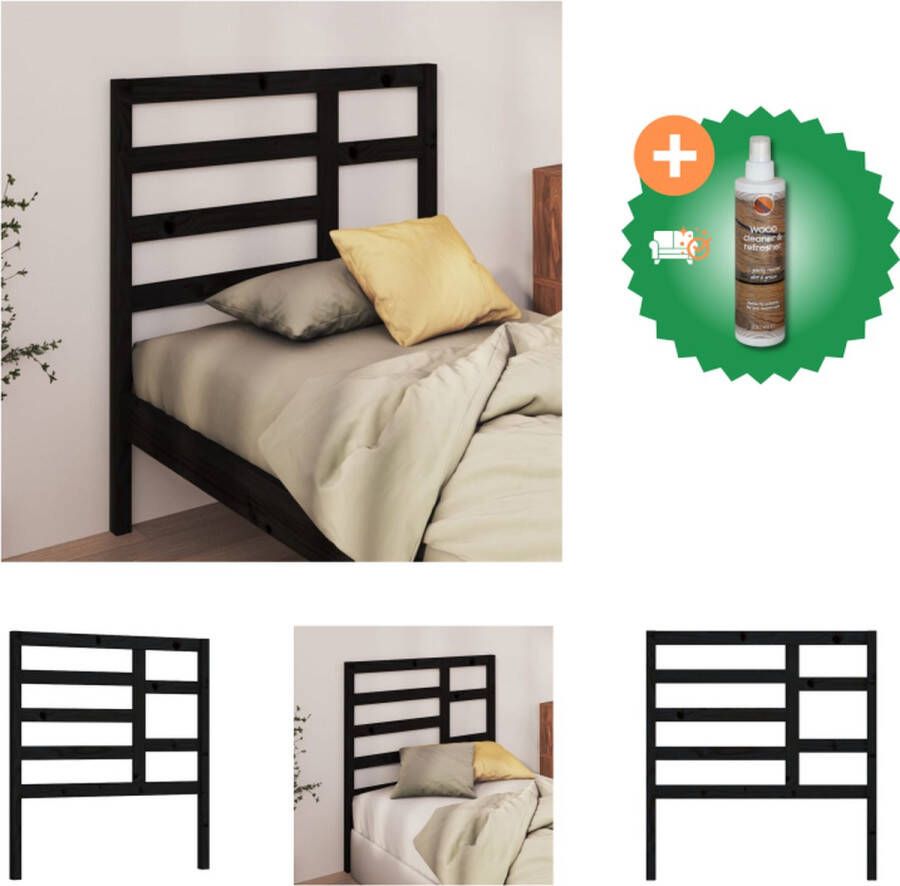 VidaXL Hoofdbord 106x4x104 cm massief grenenhout zwart Bedonderdeel Inclusief Houtreiniger en verfrisser - Foto 2