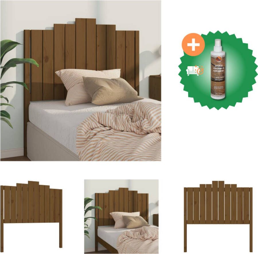 VidaXL Hoofdbord 106x4x110 cm massief grenenhout honingbruin Bedonderdeel Inclusief Houtreiniger en verfrisser