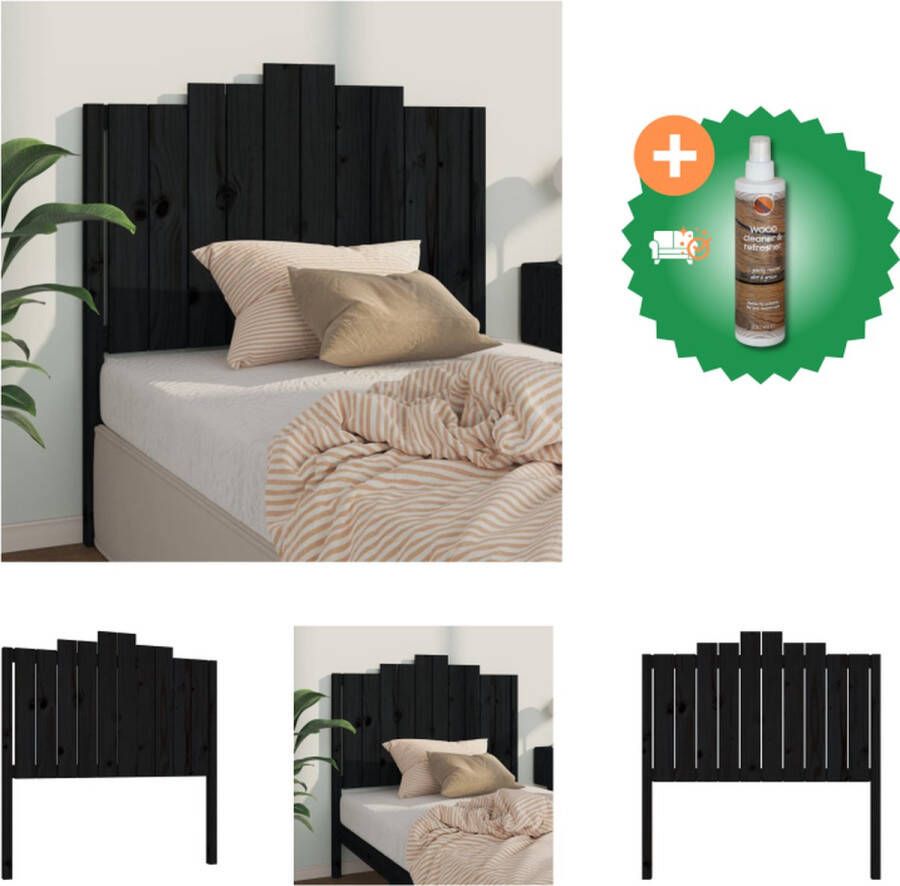 VidaXL Hoofdbord 106x4x110 cm massief grenenhout zwart Bedonderdeel Inclusief Houtreiniger en verfrisser