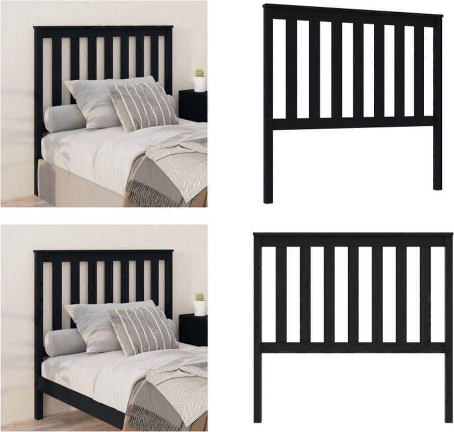 VidaXL Hoofdbord 106x6x101 cm massief grenenhout zwart Hoofdbord Hoofdborden Hoofdeinde Houten Hoofdbord