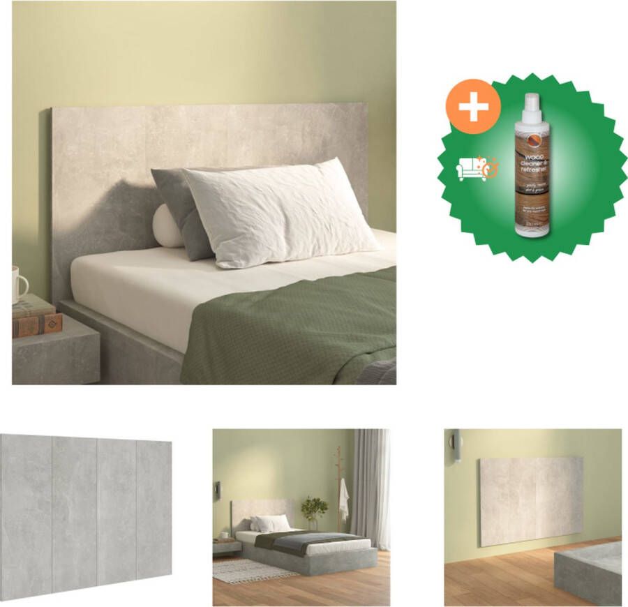 VidaXL Hoofdbord 120x1-5x80 cm bewerkt hout betongrijs Bedonderdeel Inclusief Houtreiniger en verfrisser