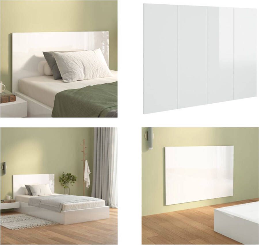 VidaXL Hoofdbord 120x1-5x80 cm bewerkt hout hoogglans wit Hoofdbord Hoofdborden Hoofdeinde Bedeinde - Foto 2