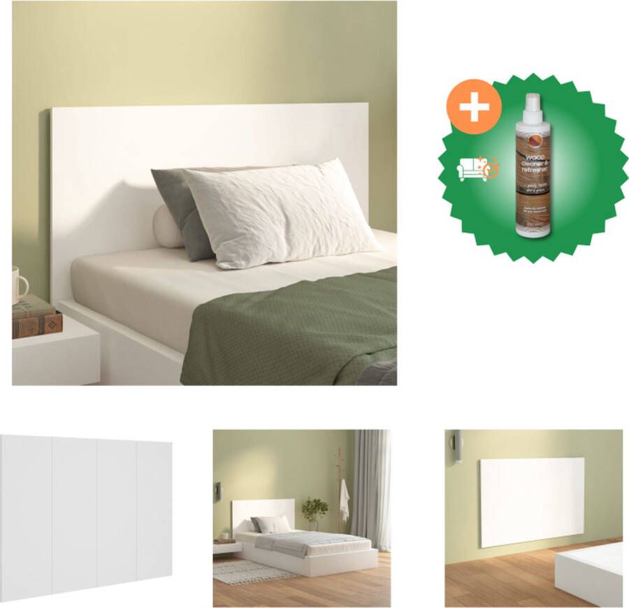 VidaXL Hoofdbord 120x1-5x80 cm bewerkt hout wit Bedonderdeel Inclusief Houtreiniger en verfrisser