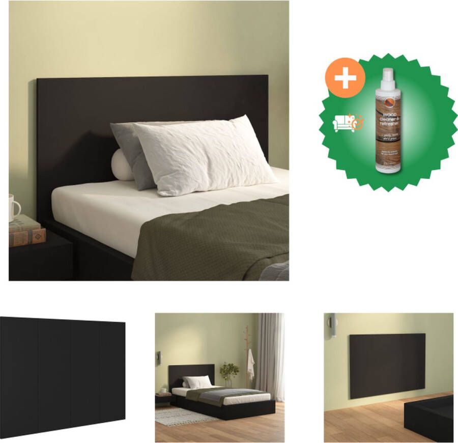 VidaXL Hoofdbord 120x1-5x80 cm bewerkt hout zwart Bedonderdeel Inclusief Houtreiniger en verfrisser
