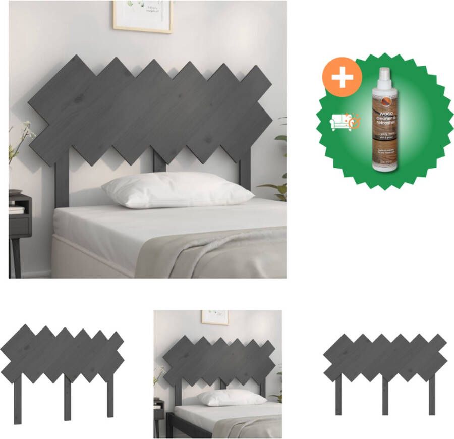 VidaXL Hoofdbord 122-5x3x80-5 cm massief grenenhout grijs Bedonderdeel Inclusief Houtreiniger en verfrisser