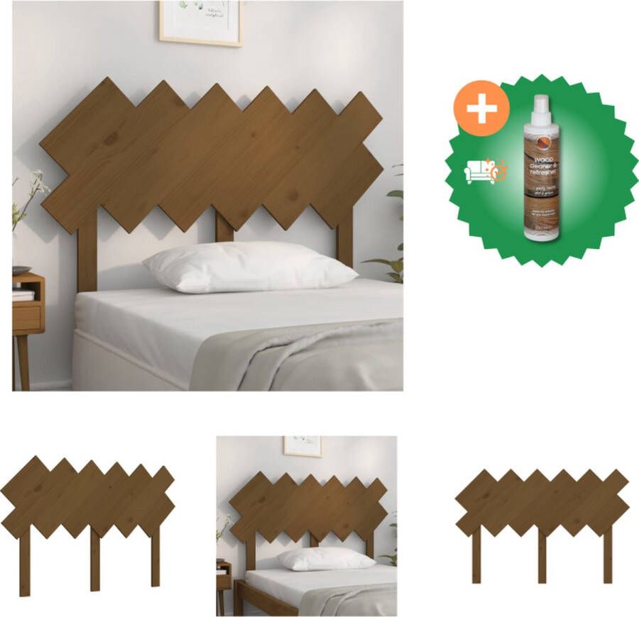 VidaXL Hoofdbord 122-5x3x80-5 cm massief grenenhout honingbruin Bedonderdeel Inclusief Houtreiniger en verfrisser