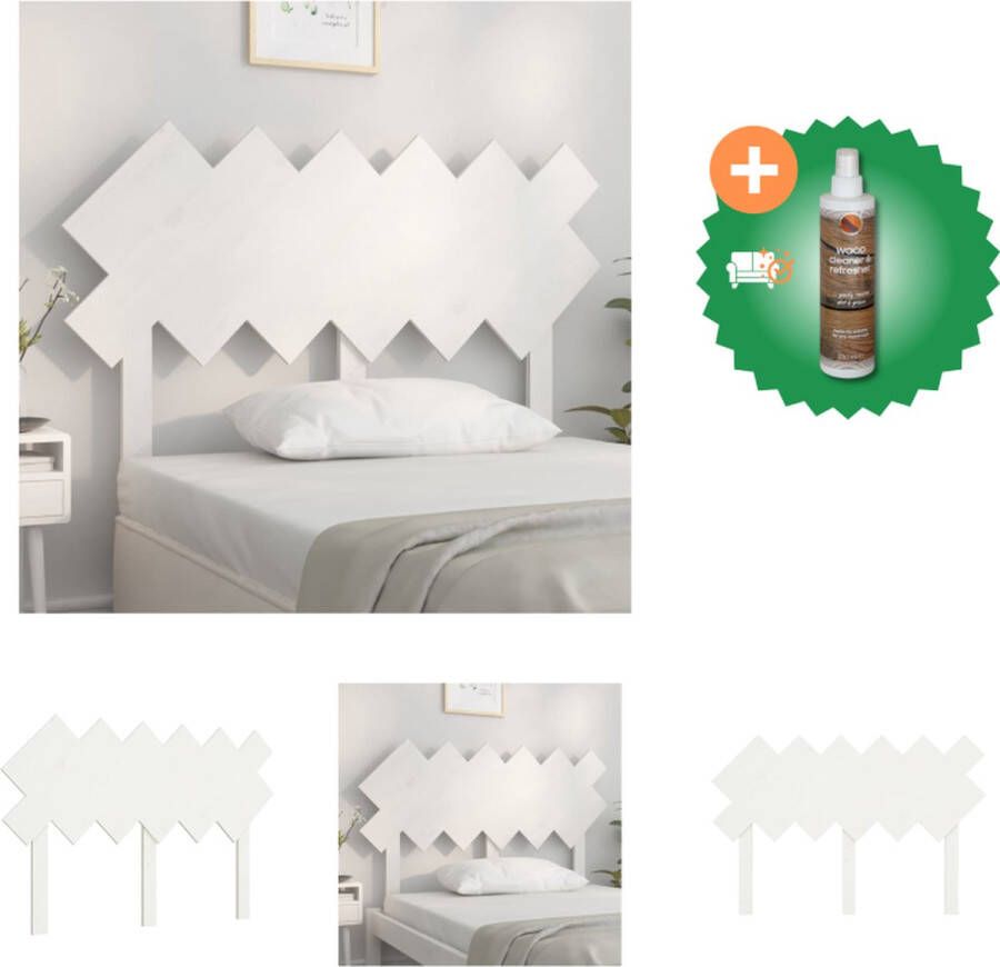 VidaXL Hoofdbord 122-5x3x80-5 cm massief grenenhout wit Bedonderdeel Inclusief Houtreiniger en verfrisser