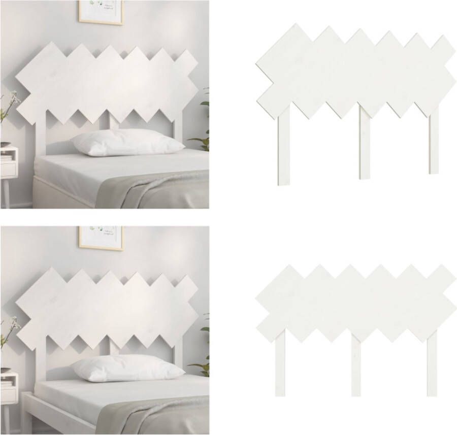 VidaXL Hoofdbord 122-5x3x80-5 cm massief grenenhout wit Hoofdbord Hoofdborden Hoofdeinde Houten Hoofdbord - Foto 2