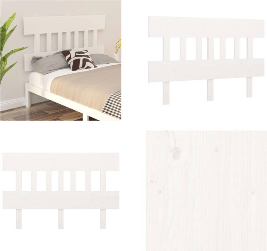 VidaXL Hoofdbord 123-5x3x81 cm massief grenenhout wit Hoofdbord Hoofdborden Hoofdeinde Houten Hoofdbord