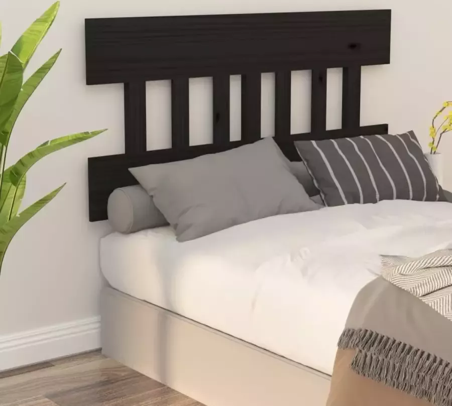 VidaXL Hoofdbord 123 5x3x81 cm massief grenenhout zwart - Foto 4