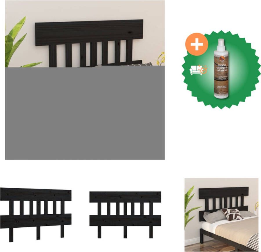 VidaXL Hoofdbord 123-5x3x81 cm massief grenenhout zwart Bedonderdeel Inclusief Houtreiniger en verfrisser