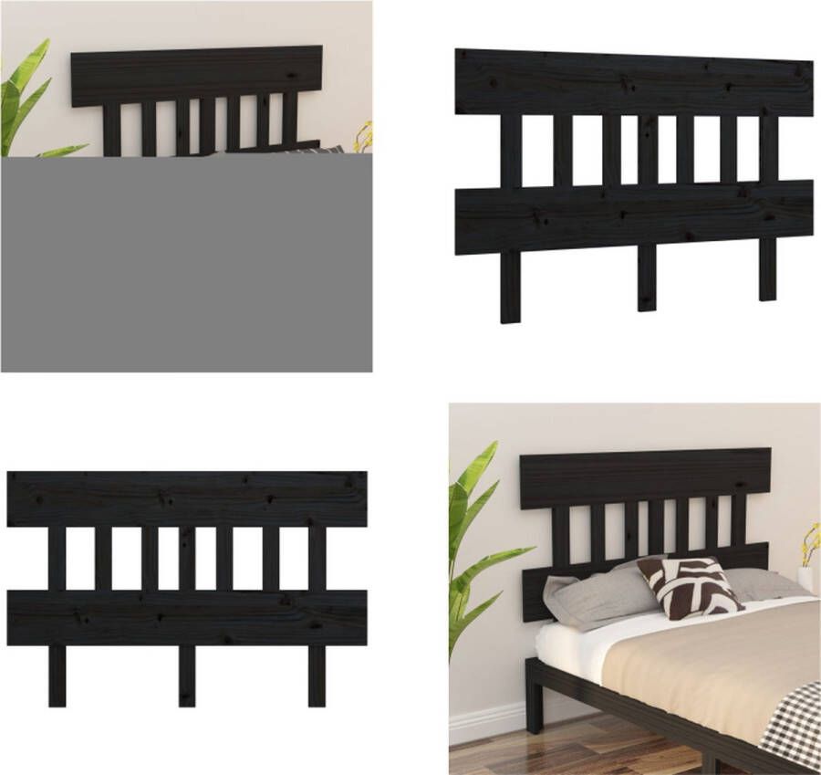 VidaXL Hoofdbord 123 5x3x81 cm massief grenenhout zwart Hoofdbord Hoofdborden Hoofdeinde Houten Hoofdbord