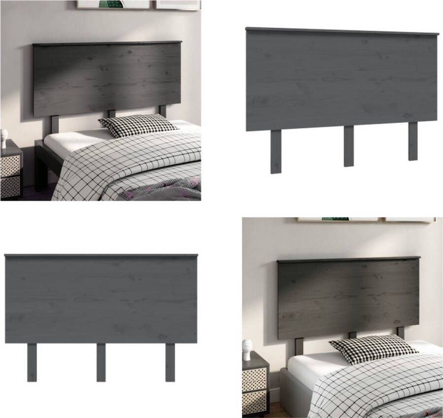 VidaXL Hoofdbord 124x6x82-5 cm massief grenenhout grijs Hoofdbord Hoofdborden Hoofdeinde Houten Hoofdbord