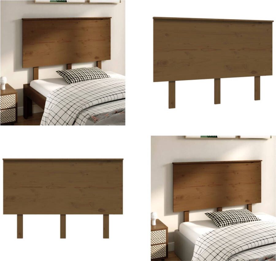 VidaXL Hoofdbord 124x6x82-5 cm massief grenenhout honingbruin Hoofdbord Hoofdborden Hoofdeinde Houten Hoofdbord