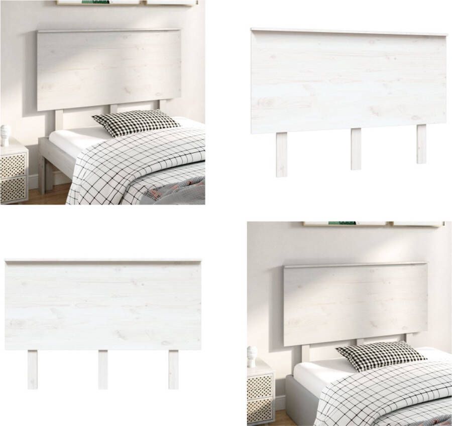 VidaXL Hoofdbord 124x6x82-5 cm massief grenenhout wit Hoofdbord Hoofdborden Hoofdeinde Houten Hoofdbord - Foto 2