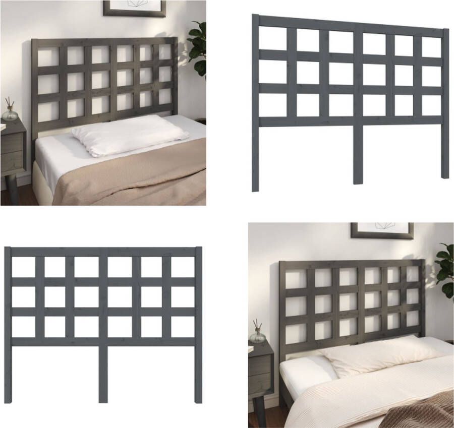 VidaXL Hoofdbord 125-5x4x100 cm massief grenenhout grijs Hoofdbord Hoofdborden Hoofdeinde Houten Hoofdbord - Foto 7