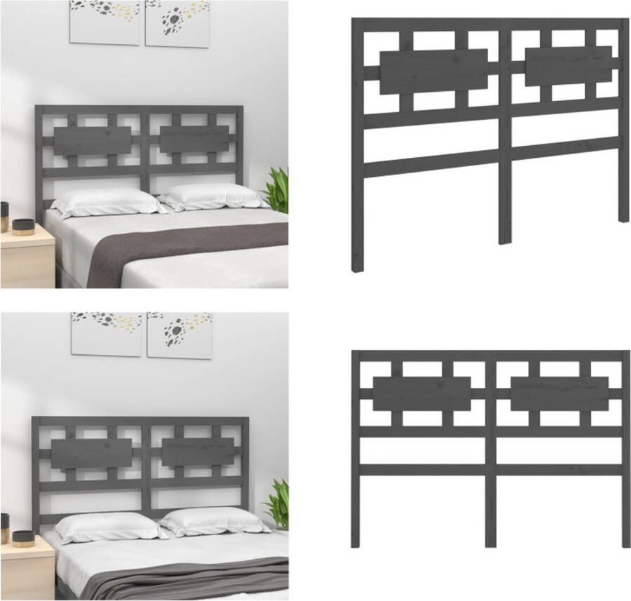 VidaXL Hoofdbord 125-5x4x100 cm massief grenenhout grijs Hoofdbord Hoofdborden Hoofdeinde Houten Hoofdbord - Foto 6