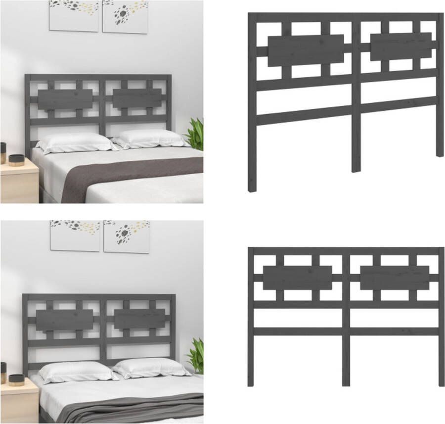 vidaXL Hoofdbord 125-5x4x100 cm massief grenenhout grijs Hoofdbord Hoofdborden Hoofdeinde Houten Hoofdbord