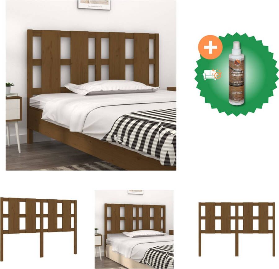 VidaXL Houten Hoofdeinde n v t Hoofdbord 125.5 x 4 x 100 cm Honingbruin Bedonderdeel Inclusief Houtreiniger en verfrisser - Foto 3
