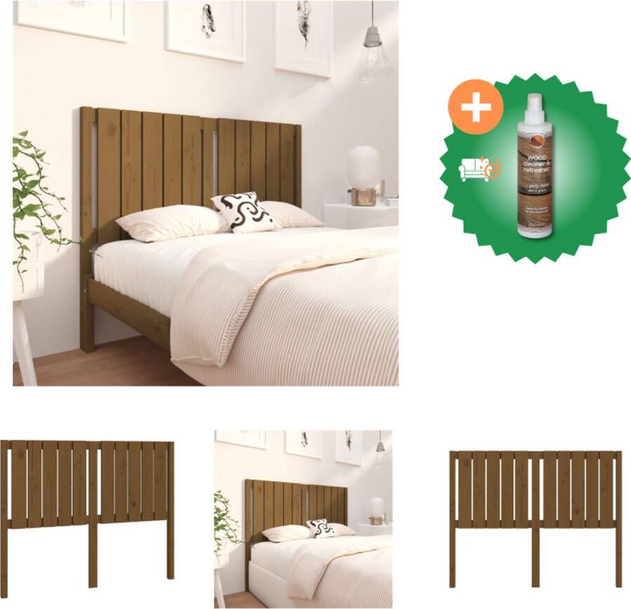 VidaXL Houten Hoofdeinde n v t Hoofdbord 125.5 x 4 x 100 cm Honingbruin Bedonderdeel Inclusief Houtreiniger en verfrisser - Foto 4