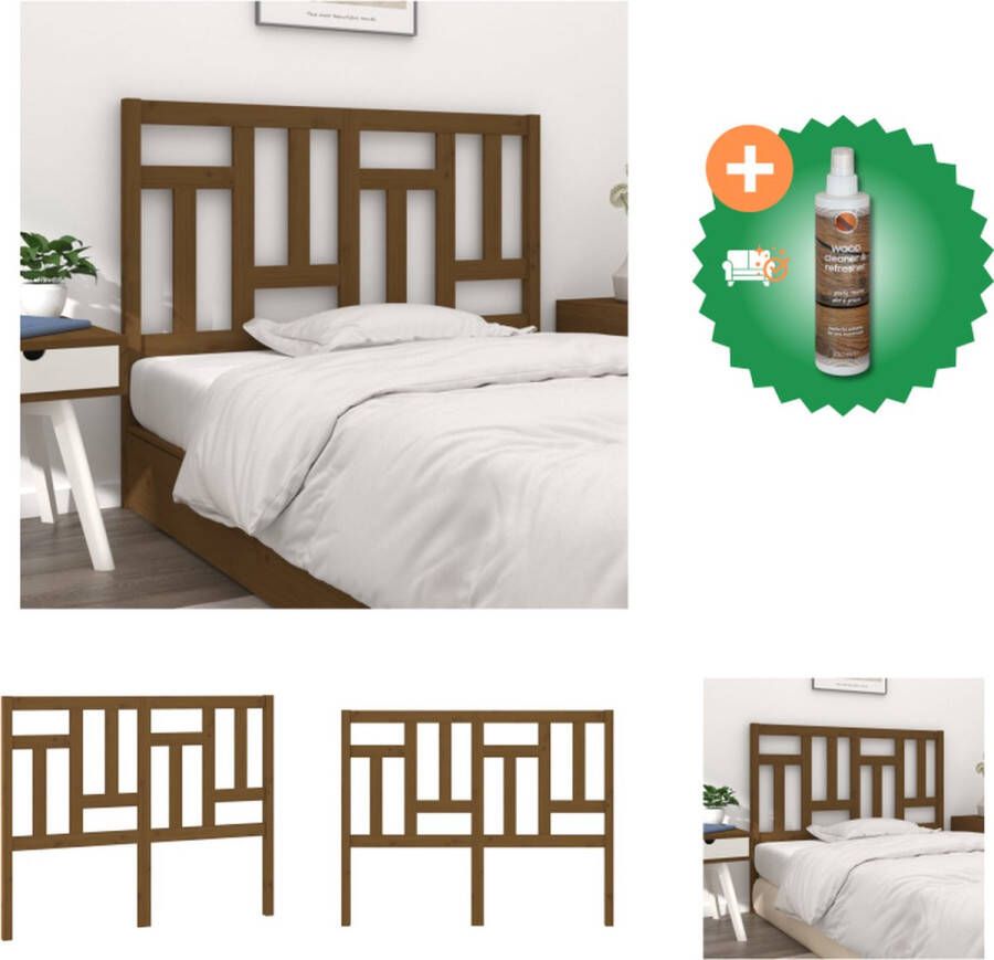 VidaXL Houten Hoofdeinde n v t Hoofdbord 125.5 x 4 x 100 cm Honingbruin Bedonderdeel Inclusief Houtreiniger en verfrisser - Foto 5