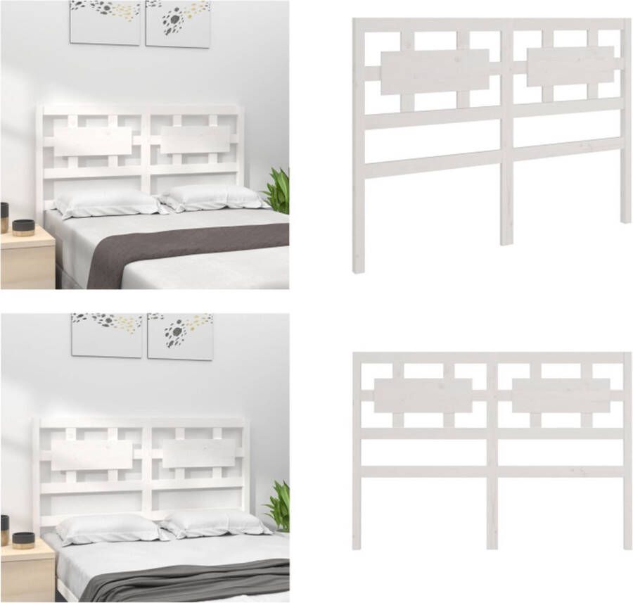 vidaXL Hoofdbord 125-5x4x100 cm massief grenenhout wit Hoofdbord Hoofdborden Hoofdeinde Houten Hoofdbord