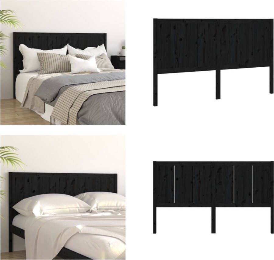 VidaXL Hoofdbord 125 5x4x100 cm massief grenenhout zwart Hoofdbord Hoofdborden Hoofdeinde Houten Hoofdbord - Foto 7