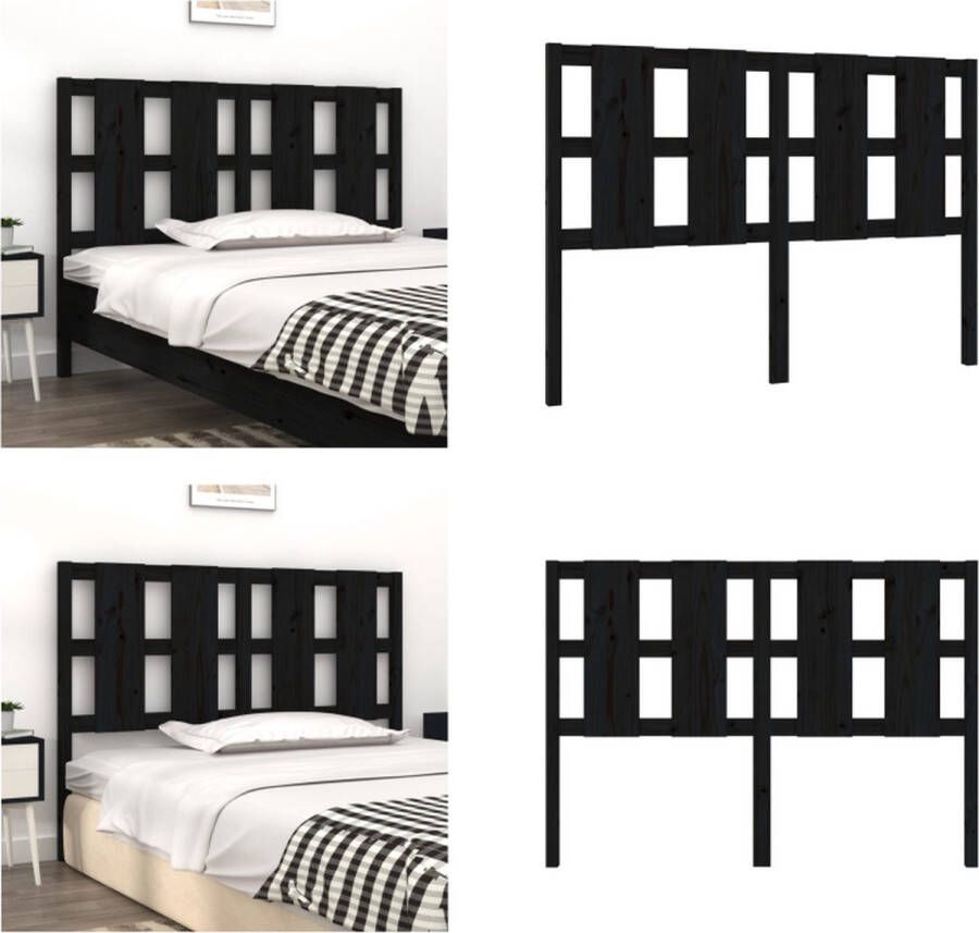 VidaXL Hoofdbord 125 5x4x100 cm massief grenenhout zwart Hoofdbord Hoofdborden Hoofdeinde Houten Hoofdbord - Foto 3