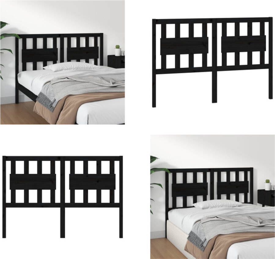 VidaXL Hoofdbord 125 5x4x100 cm massief grenenhout zwart Hoofdbord Hoofdborden Hoofdeinde Houten Hoofdbord - Foto 5