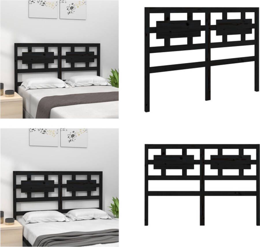 VidaXL Hoofdbord 125-5x4x100 cm massief grenenhout zwart Hoofdbord Hoofdborden Hoofdeinde Houten Hoofdbord