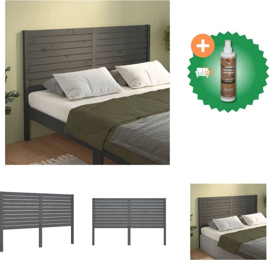VidaXL Houten Hoofdeinde Klassiek Hoofdbord Afmeting- 126 x 4 x 100 cm Ken- Rustiek Grijs Montage vereist Bedonderdeel Inclusief Houtreiniger en verfrisser - Foto 5