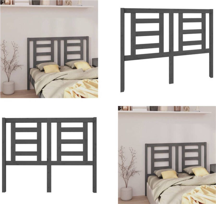 VidaXL Hoofdbord 126x4x100 cm massief grenenhout grijs Hoofdbord Hoofdborden Hoofdeinde Houten Hoofdbord - Foto 8