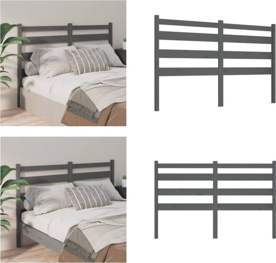 VidaXL Hoofdbord 126x4x100 cm massief grenenhout grijs Hoofdbord Hoofdborden Hoofdeinde Houten Hoofdbord - Foto 5