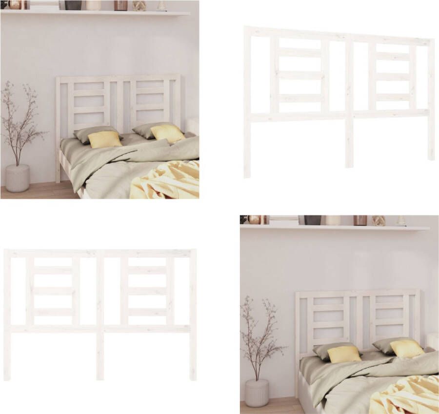 VidaXL Hoofdbord 126x4x100 cm massief grenenhout wit Hoofdbord Hoofdborden Hoofdeinde Houten Hoofdbord - Foto 4