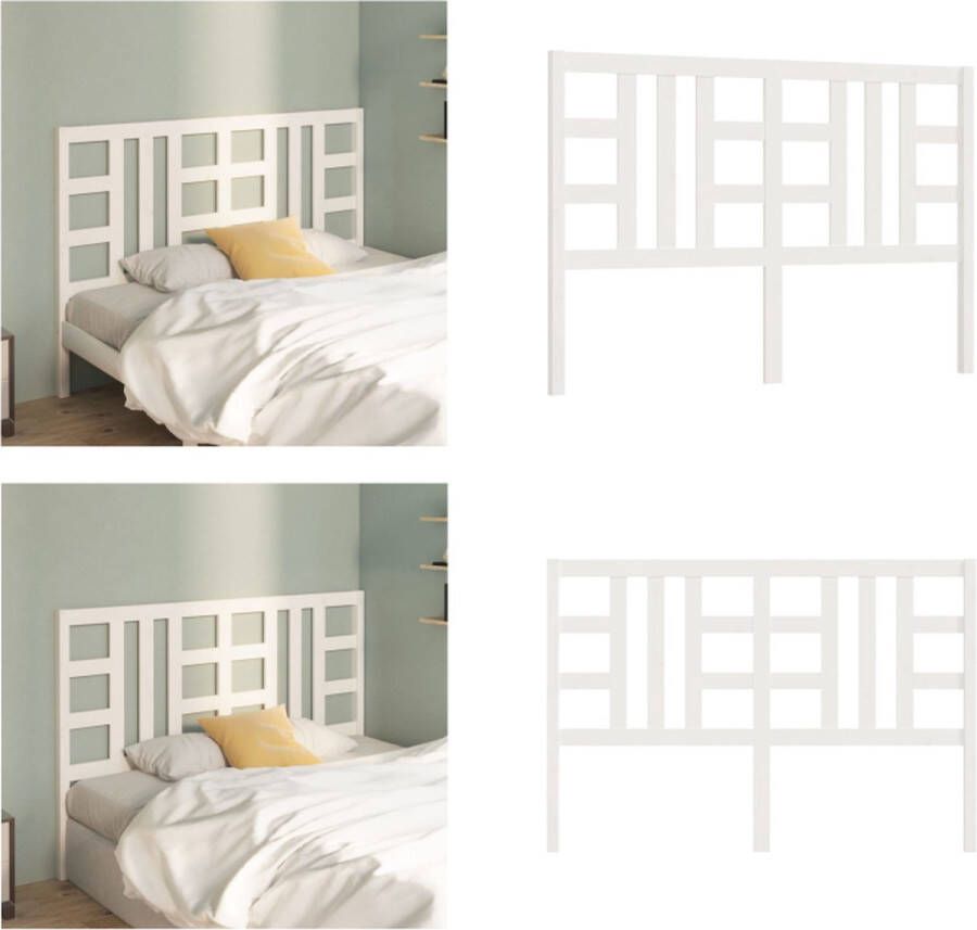 VidaXL Hoofdbord 126x4x100 cm massief grenenhout wit Hoofdbord Hoofdborden Hoofdeinde Houten Hoofdbord - Foto 2