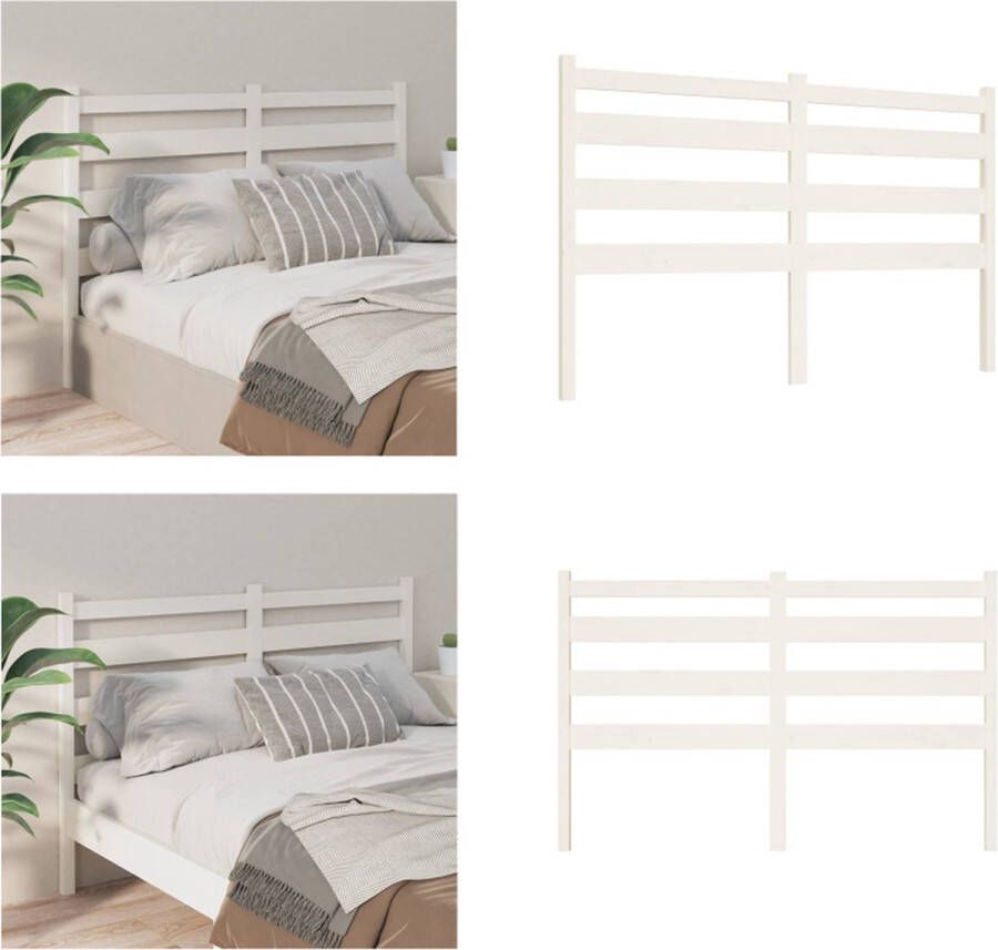 VidaXL Hoofdbord 126x4x100 cm massief grenenhout wit Hoofdbord Hoofdborden Hoofdeinde Houten Hoofdbord - Foto 2