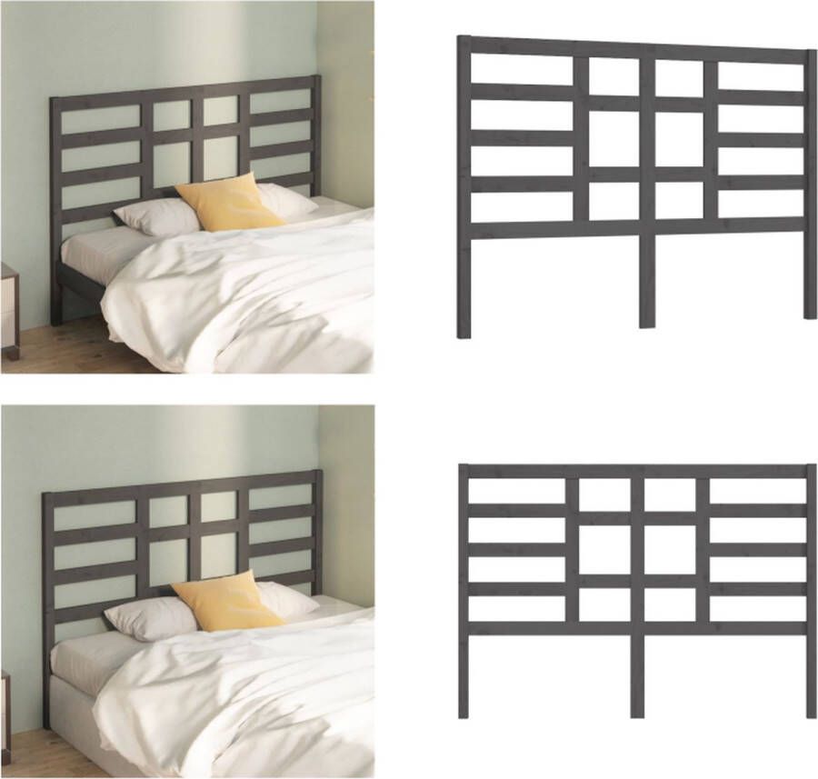 VidaXL Hoofdbord 126x4x104 cm massief grenenhout grijs Hoofdbord Hoofdborden Hoofdeinde Houten Hoofdbord