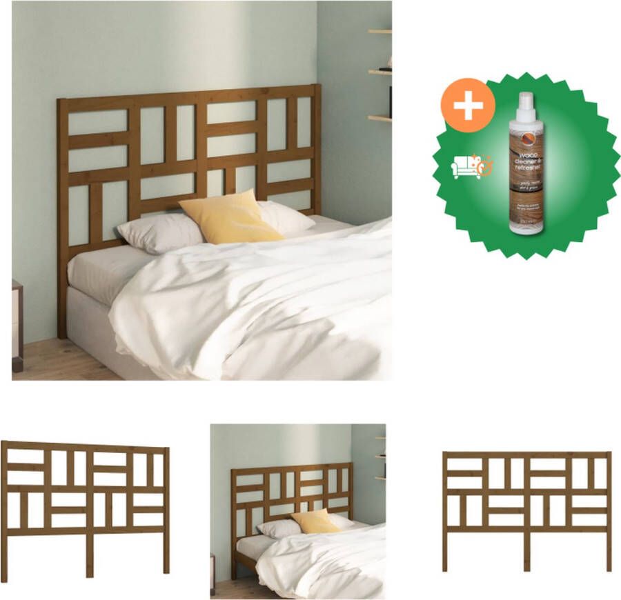 VidaXL Hoofdbord 126x4x104 cm massief grenenhout honingbruin Bedonderdeel Inclusief Houtreiniger en verfrisser