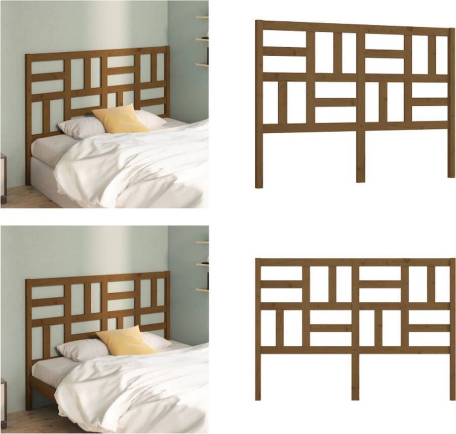 VidaXL Hoofdbord 126x4x104 cm massief grenenhout honingbruin Hoofdbord Hoofdborden Hoofdeinde Houten Hoofdbord - Foto 2