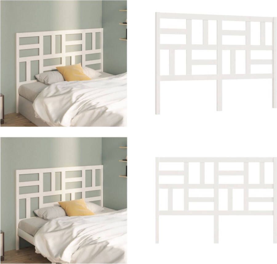 VidaXL Hoofdbord 126x4x104 cm massief grenenhout wit Hoofdbord Hoofdborden Hoofdeinde Houten Hoofdbord - Foto 2