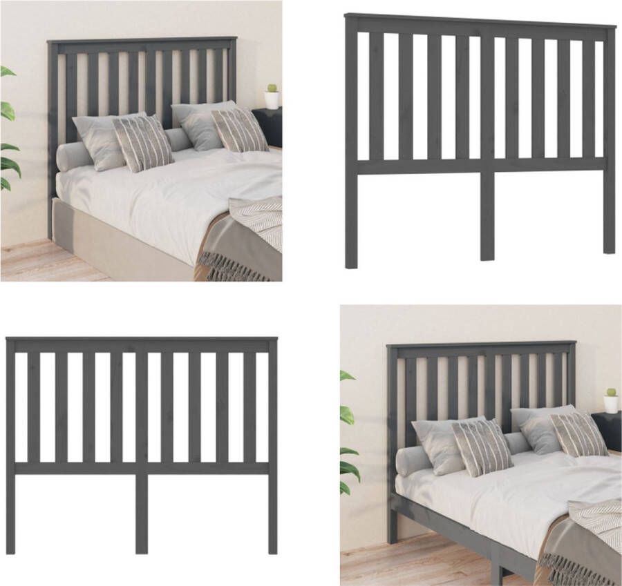 VidaXL Hoofdbord 126x6x101 cm massief grenenhout grijs Hoofdbord Hoofdborden Hoofdeinde Houten Hoofdbord