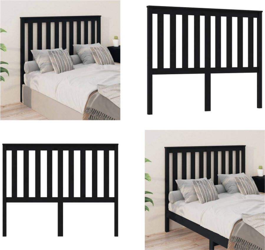 VidaXL Hoofdbord 126x6x101 cm massief grenenhout zwart Hoofdbord Hoofdborden Hoofdeinde Houten Hoofdbord