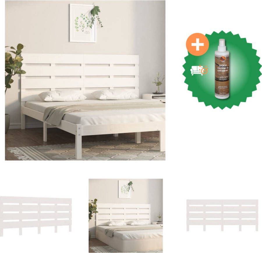VidaXL Hoofdbord 135x3x80 cm massief grenenhout wit Bedonderdeel Inclusief Houtreiniger en verfrisser