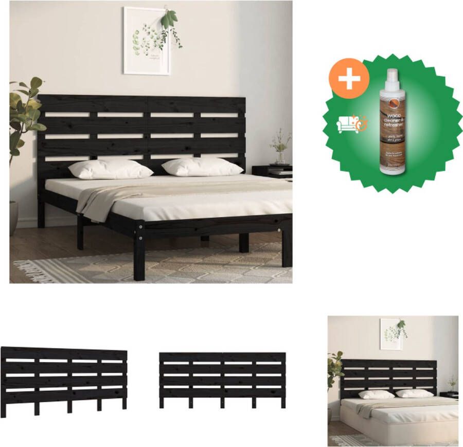 VidaXL Hoofdbord 135x3x80 cm massief grenenhout zwart Bedonderdeel Inclusief Houtreiniger en verfrisser