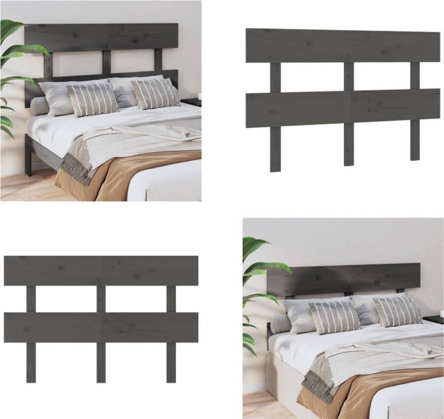 VidaXL Hoofdbord 138x3x81 cm massief grenenhout grijs Hoofdbord Hoofdborden Hoofdeinde Houten Hoofdbord