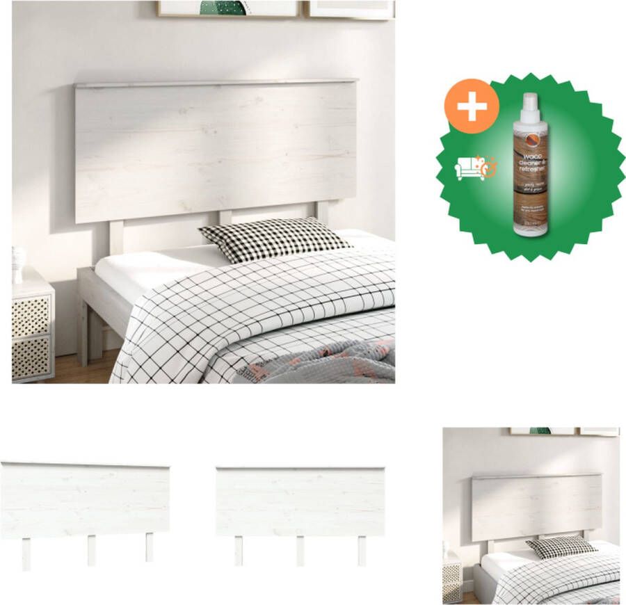 VidaXL Hoofdbord 139x6x82-5 cm massief grenenhout wit Bedonderdeel Inclusief Houtreiniger en verfrisser