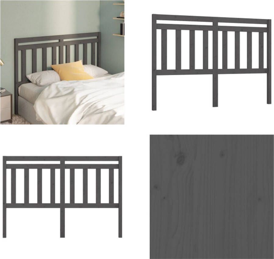 VidaXL Hoofdbord 140x4x100 cm massief grenenhout grijs Hoofdbord Hoofdborden Hoofdeinde Houten Hoofdbord