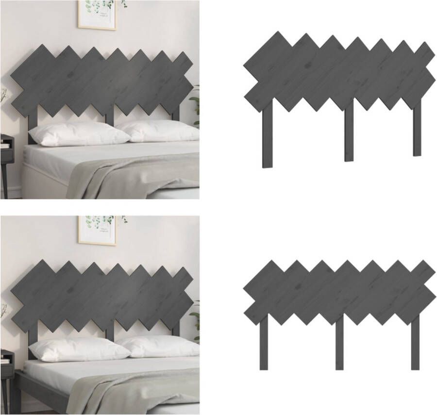 VidaXL Hoofdbord 141x3x80-5 cm massief grenenhout grijs Hoofdbord Hoofdborden Hoofdeinde Houten Hoofdbord - Foto 2