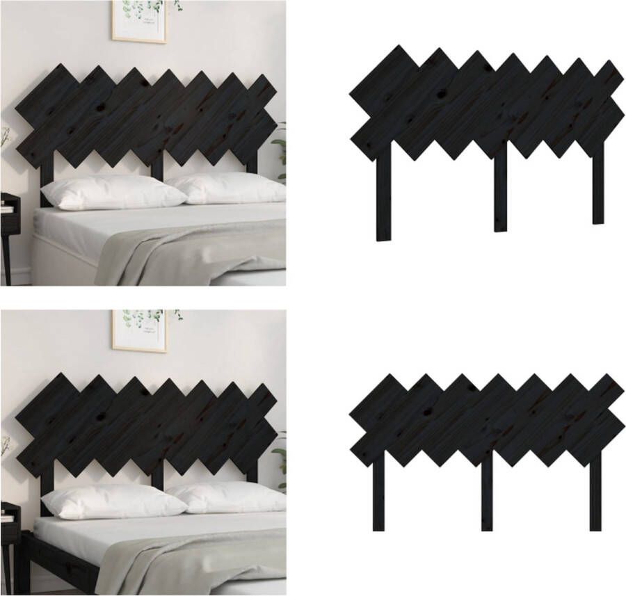 VidaXL Hoofdbord 141x3x80-5 cm massief grenenhout zwart Hoofdbord Hoofdborden Hoofdeinde Houten Hoofdbord