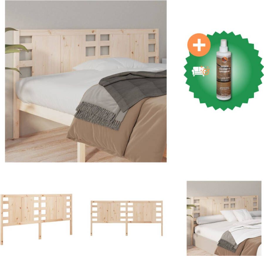 VidaXL Hoofdbord Grenenhout Houten Hoofdeinde 141 x 4 x 100 cm Klassieke uitstraling Bedonderdeel Inclusief Houtreiniger en verfrisser - Foto 2